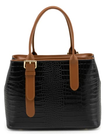 Mia Tomazzi Leren schoudertas "Berengario" zwart - (B)31 x (H)24 x (D)11 cm