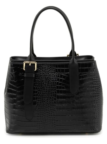 Mia Tomazzi Leren schoudertas "Berengario" zwart - (B)31 x (H)24 x (D)11 cm