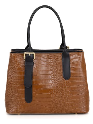 Mia Tomazzi Leren schoudertas "Berengario" lichtbruin - (B)31 x (H)24 x (D)11 cm