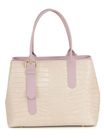 Mia Tomazzi Leren schoudertas "Berengario" beige - (B)31 x (H)24 x (D)11 cm