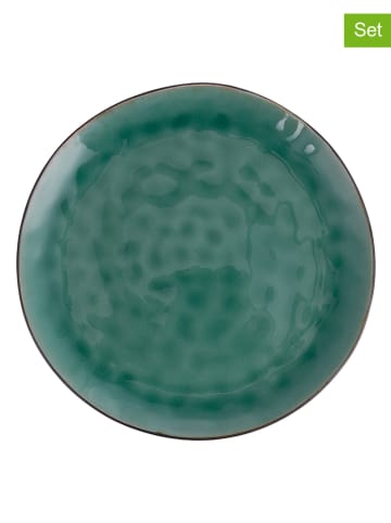Villa d´Este 6-delige set: dinerborden "The Market" turquoise - Ø 27,5 cm