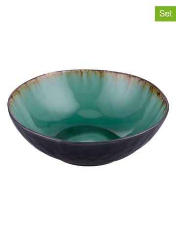 Villa d´Este Miski (6 szt.) "The Market" w kolorze czarno-turkusowym na zupę - Ø 17,5 cm