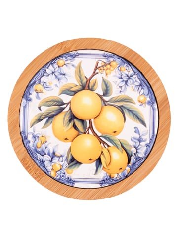 Villa d´Este 8-delige set: onderzetters "Fruit Life" geel/blauw - Ø 13 cm