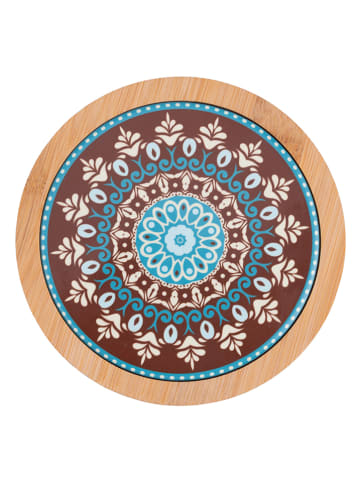 Villa d´Este 6-delige set: onderzetters "Cala Jondal" lichtblauw/rood - Ø 12,8 cm