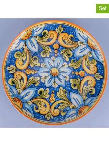 Villa d´Este 6-delige set: serveerborden "Sicilia" blauw/geel - Ø 30 cm