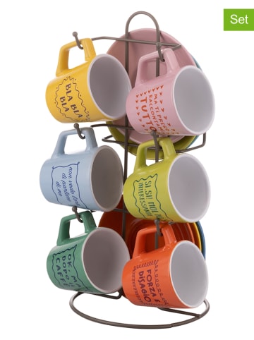 Villa d´Este 13tlg. Set: Tassen "More Amor" in Bunt