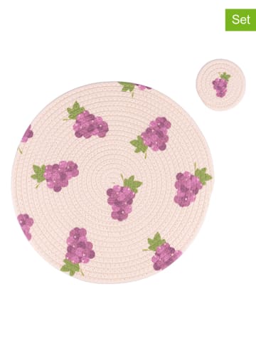 Villa d´Este 2-delige set: Placemat "Fruit Life" crème/paars