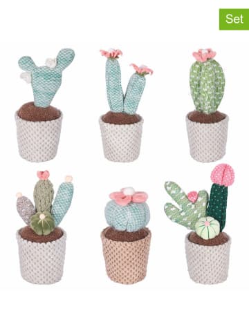Villa d´Este 6er-Set: Dekoobjekte "Cactus" in Weiß/ Beige/ Grün