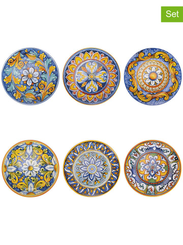Villa d´Este 6-delige set: fruitborden "La Tradizone" blauw/geel - Ø 21,5 cm