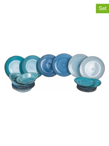 Villa d´Este 18-delig tafelservies "Ocean" blauw/turquoise