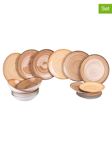 Villa d´Este 18-częściowy zestaw talerzy "Baita" w kolorze brązowo-beżowo-jasnobrązowym