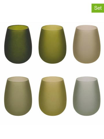 Villa d´Este 6-delige set: waterglazen "Happy Hour" groen - 600 ml