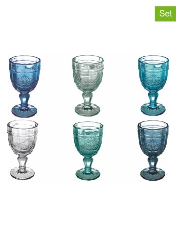 Villa d´Este 6er-Set: Weingläser "Syrah" in Blau/ Transparent - 230 ml