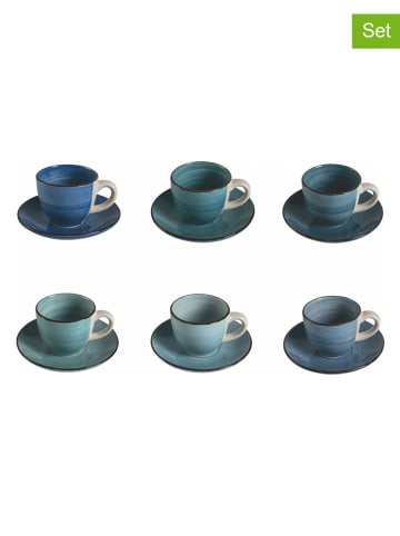 Villa d´Este Filiżanki (6 szt.) "Baita" w kolorze niebieskim do espresso - 90 ml