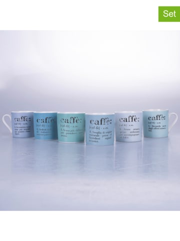Villa d´Este 6-delige set: espressokoppen "Victionary" blauw/groen - 90 ml