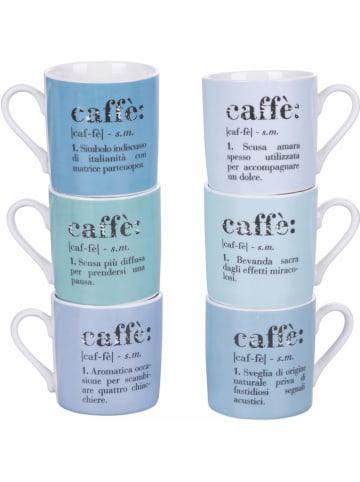 Villa d´Este 6-delige set: espressokoppen "Victionary" blauw/groen - 90 ml