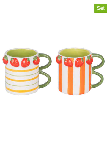 Villa d´Este 2-delige set: koppen "Fruit Life" geel/rood/oranje - 350 ml