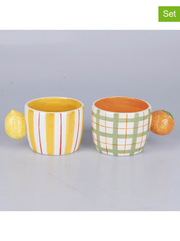 Villa d´Este Kubki (2 szt.) "Fruit Life" w kolorze żółto-zielono-pomarańczowym - 350 ml