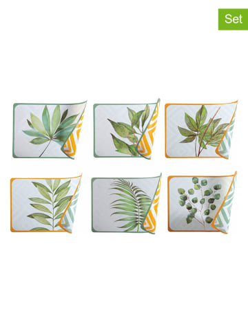 Villa d´Este 6-delige set: placemats "Oriental Botanique" groen/oranje - (L)45 x (B)30 cm