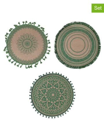 Villa d´Este 6-delige set: placemats groen/beige - Ø 38 cm