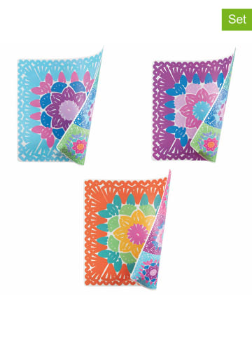 Villa d´Este 6-delige set: placemats lichtblauw/oranje/paars - (L)37 x (B)37 cm