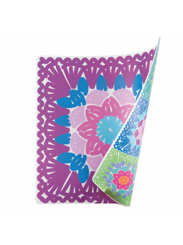 Villa d´Este 6-delige set: placemats lichtblauw/oranje/paars - (L)37 x (B)37 cm