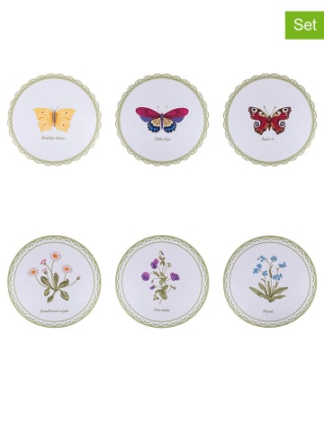 Villa d´Este 6-delige set: placemats "Botanist" wit/meerkleurig - Ø 40 cm