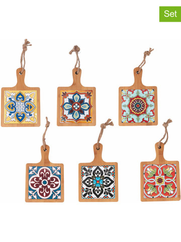 Villa d´Este 6er-Set: Schneidebretter "Tradizione" in Braun/ Bunt - (B)13 x (H)20 x (T)2 cm