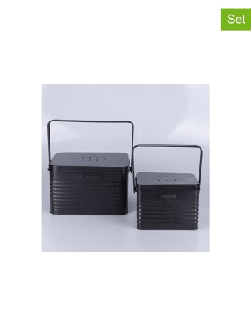 TINTEUNICHE 2-delige set: voorraadpotten "Patatoes/ Onion & Garlic'' zwart