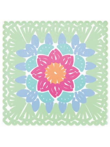 Villa d´Este 6-delige set: onderzetters "Crochet Square" meerkleurig - (L)20 x (B)20 cm