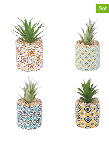 Villa d´Este 4er-Set: Kunstpflanzen in Bunt - (H)8 x Ø 5,8 cm