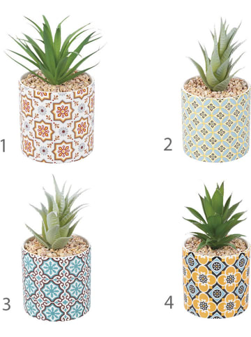 Villa d´Este 4-delige set: kunstplanten meerkleurig - (H)8 x Ø 5,8 cm