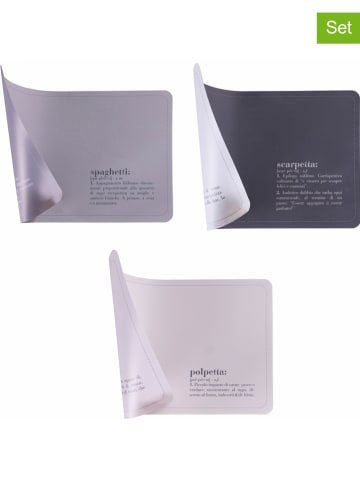 Villa d´Este 6-delige set: placemats "Victionary" grijs/zwart/wit - (L)45 x (B)30 cm