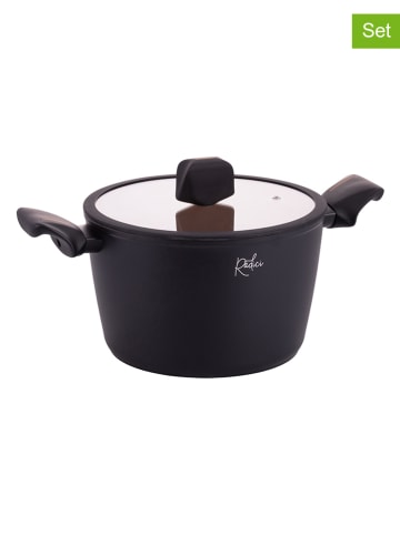 Villa d´Este 2-delige set: kookpan "Radici Liquirizia" zwart/lichtbruin - Ø 24 cm