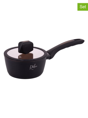 Villa d´Este 2-delige set: kookpot "Radici Liquirizia" zwart/lichtbruin - Ø 16 cm