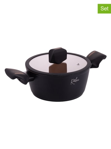 Villa d´Este 2-delige set: kookpot "Radici Liquirizia" zwart/lichtbruin - Ø 20 cm