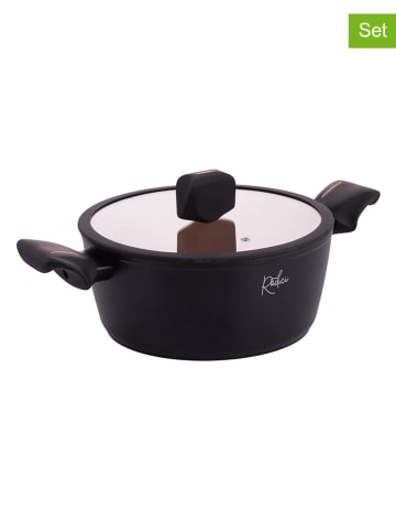 Villa d´Este 2-delige set: kookpot "Radici Liquirizia" zwart/lichtbruin - Ø 24 cm