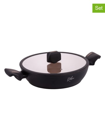 Villa d´Este 2tlg. Set: Servierpfanne "Radici Liquirizia" in Schwarz/ Hellbraun - Ø 28 cm
