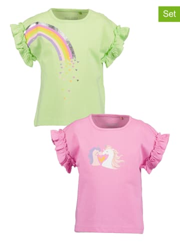 Blue Seven 2-delige set: shirts groen/lichtroze