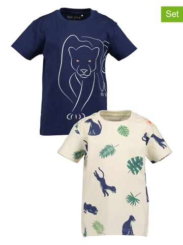 Blue Seven 2-delige set: shirts donkerblauw/crème