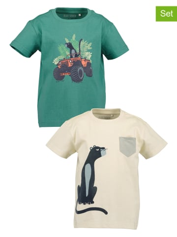 Blue Seven 2er Set: Shirts in Grün/ Creme