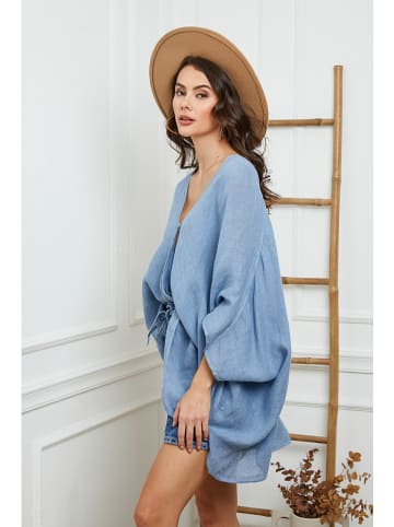 Fleur de Lin Lniana bluzka w kolorze błękitnym