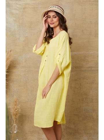 Fleur de Lin Leinen-Kleid "Cadence" in Gelb
