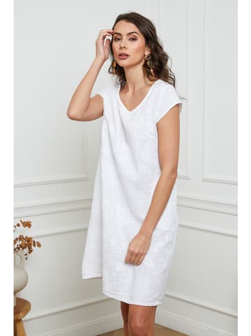 Fleur de Lin Leinen-Kleid in Weiß
