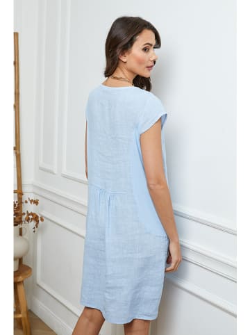 Fleur de Lin Leinen-Kleid in Hellblau
