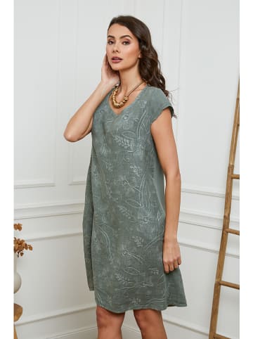 La Compagnie Du Lin Leinen-Kleid in Khaki