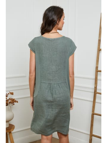 La Compagnie Du Lin Leinen-Kleid in Khaki