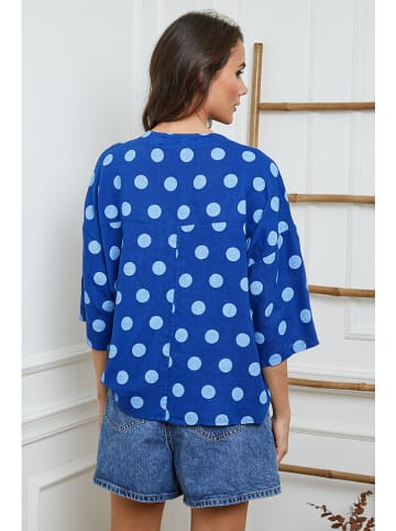 La Compagnie Du Lin Leinen-Bluse "Amoura" in Blau
