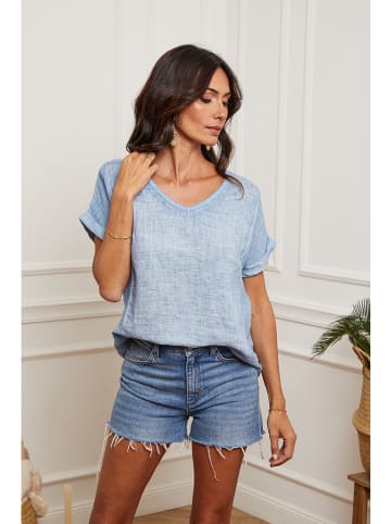 Fleur de Lin Leinen-Shirt "Fabioza" in Hellblau