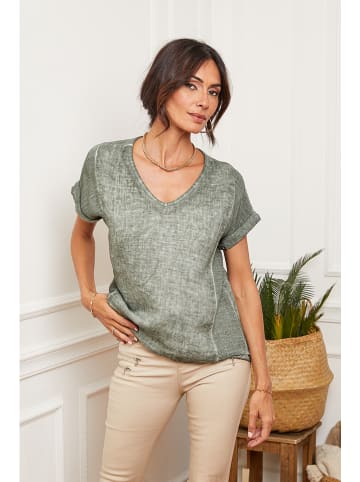 Fleur de Lin Linnen shirt "Fabioza" olijfgroen